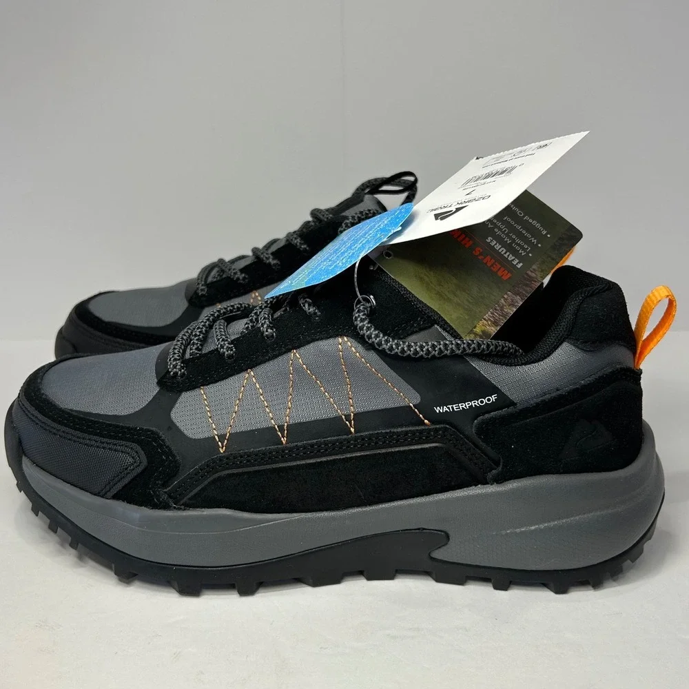 Ozark Trail Mens Hike Low Waterproof Hiking Shoes Black Grey Men's Size‎ 7 New